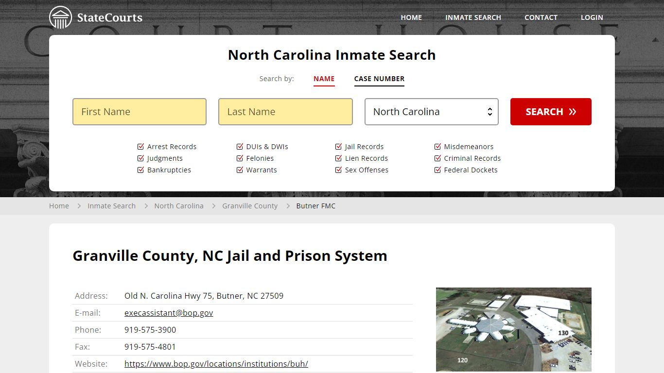 Butner FMC Inmate Records Search, North Carolina - StateCourts