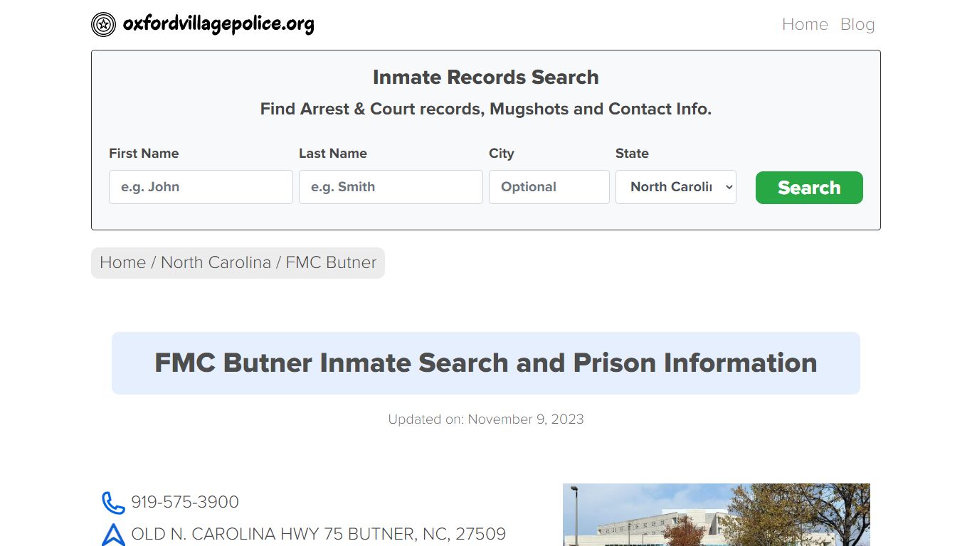 FMC Butner Inmate Search, Visitation, Phone no. & Mailing Information